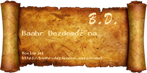 Baahr Dezdemóna névjegykártya
